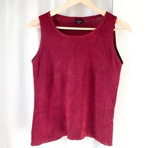 Vintage Eileen Fisher 100% Linen Maroon Knit Sleeveless Top